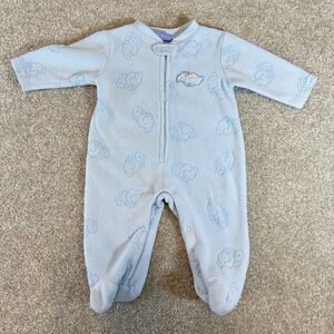 Peter Rabbit Vtg Baby Sleeper Footed‎ Pajamas 3-6 Months Blue Bunny Print Fleece